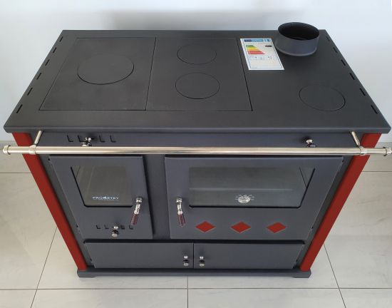 EEK A+ wood-burning stove with baking compartment and hob Pracktik Lux red wood-burning stove 9.5 kW wood-burning stove wood-burning fireplace wood-burning stove wood-burning stove wood-burning stove