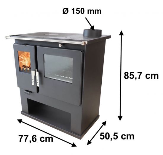 EEK A+ Wood-burning stove with baking compartment and hob Verso CS Inox Wood-burning stove 7.7 kW Wood-burning stove Fireplace Heating cooker Cooker cooker Multiple occupancy