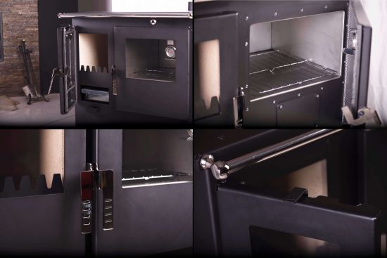EEK A+ Wood-burning stove with baking compartment and hob Verso CS Inox Wood-burning stove 7.7 kW Wood-burning stove Fireplace Heating cooker Cooker cooker Multiple occupancy