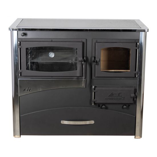 EEK A fireplace stove with baking compartment and glass-ceramic stovetop ABC Concept 2 Air Left multi-use wood-burning stove 11.6 kW fireplace stove wood workshop stove Swedish stove cabin stove heating stove wood stove