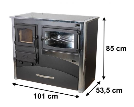 EEK A Kaminofen mit Backfach und Herdplatte mit Glaskeramik ABC Concept 2 Air Rechts Mehrfachbelegung Holzofen 11,6 kW Kamin Ofen Holz Werkstattofen Schwedenofen Hüttenofen Heizofen Holzofen