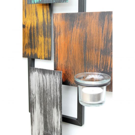 DanDiBo Kerzenhalter Wand Metall Schwarz Wandteelichthalter 60 cm Abstrakt Wandkerzenhalter Kerzenhalter Teelichthalter Wandleuchter