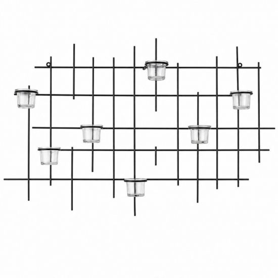 DanDiBo Metal Wall Candle Holder Black Wall Tealight Holder 83 cm 7XXL Wall Candle Holder Candle Holder Tealight Holder Wall Sconce