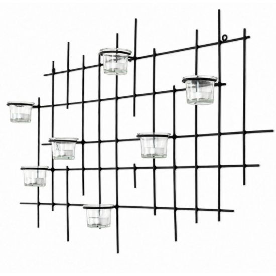 Preview: DanDiBo Metal Wall Candle Holder Black Wall Tealight Holder 83 cm 7XXL Wall Candle Holder Candle Holder Tealight Holder Wall Sconce