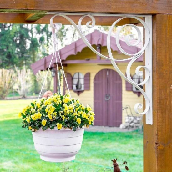 DanDiBo Konsole 50x50 cm Kopfbänder Schmiedeeisen Metall Weiß Winkelverbinder Winkelkonsole Wandkonsole Regalhalter