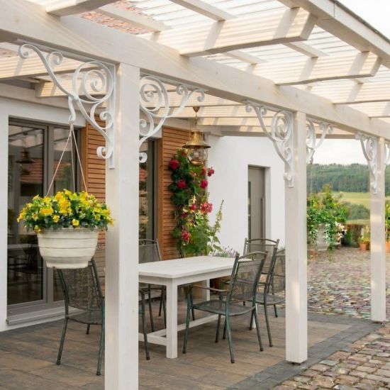 Preview: DanDiBo Konsole 50x50 cm Kopfbänder Schmiedeeisen Metall Weiß Winkelverbinder Winkelkonsole Wandkonsole Regalhalter