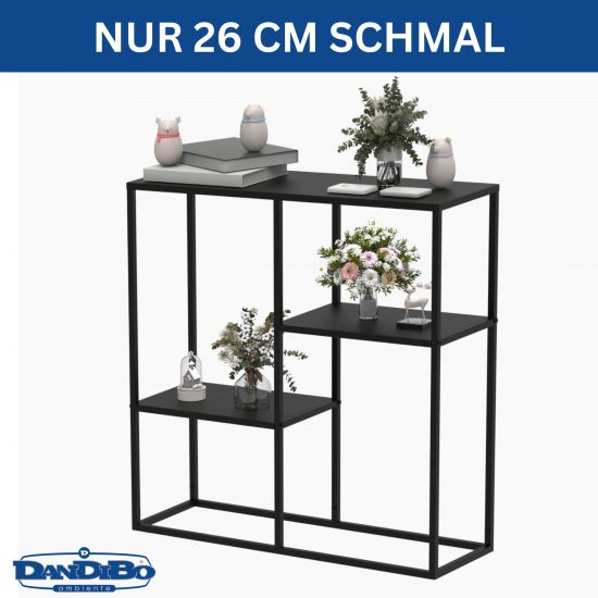 DanDiBo Konsolentisch Schmal Metall Modern 80x80x26 cm Sideboard Beistelltisch 96634 Ablagetisch Flurtisch Sofatisch