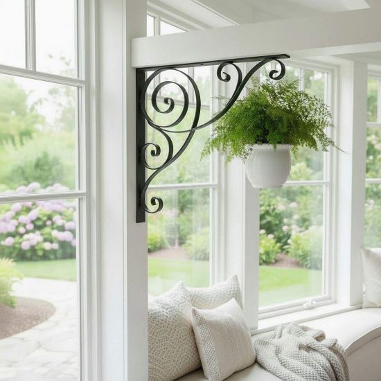 DanDiBo Konsole 50x50 cm Kopfbänder Schmiedeeisen Metall Schwarz Winkelverbinder Winkelkonsole Wandkonsole Regalhalter