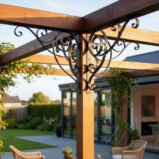 DanDiBo Konsole 50x50 cm Kopfbänder Schmiedeeisen Metall Schwarz Winkelverbinder Winkelkonsole Wandkonsole Regalhalter