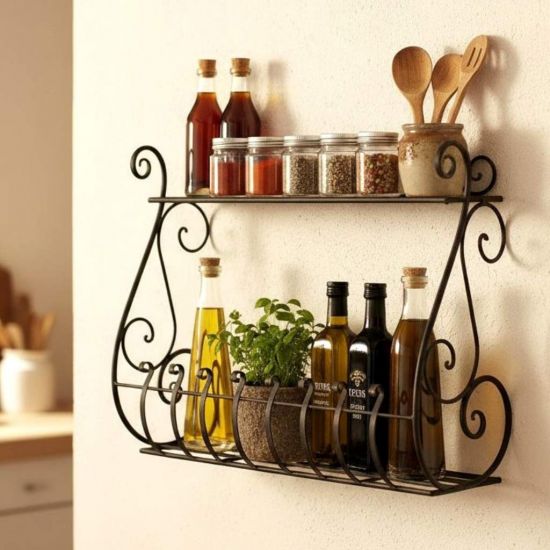 DanDiBo Kräuterregal Kücheregal Balkonregal Wand Metall Schwarz Sebino 50 cm Wandregal Blumenregal Pflanzenhalter Wandblumenhalter Küche Balkon