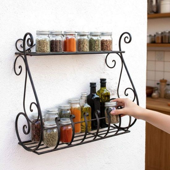 DanDiBo Kräuterregal Kücheregal Balkonregal Wand Metall Schwarz Sebino 50 cm Wandregal Blumenregal Pflanzenhalter Wandblumenhalter Küche Balkon