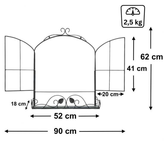 Preview: DanDiBo Kräuterregal Outdoor Balkon Wand Wandregal Wetterfest Schwarz Metall 50 cm Hängend Balkonregal Gewürzregal Pflazenregal Wandkorb