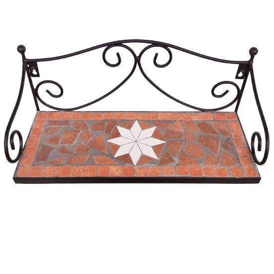 DanDiBo Küchenregal Wand Hängeregal Metall 40cm Mosaik 050550 Wandregal Küche Regal Küchenwandregal mit Haken