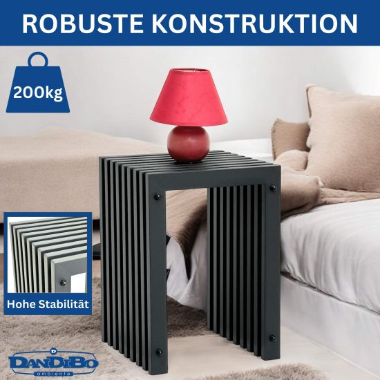 DanDiBo Slatted stool Stool Metal Black Square BASE Solid 45 cm Modern Side table Slats