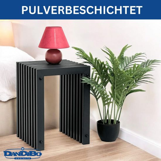 DanDiBo Slatted stool Stool Metal Black Square BASE Solid 45 cm Modern Side table Slats