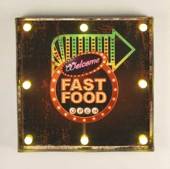 Illuminated sign 237681 FAST FOOD Wall sign LED sign made of metal 40 cm display