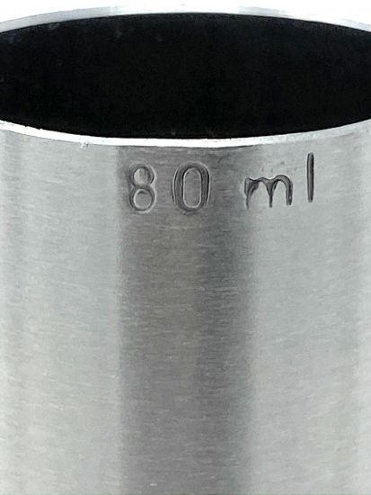 Preview: Messbecher Cocktail 80 ml Edelstahl Barmaß Jigger 8 cl Dosierer Alkohol Bar