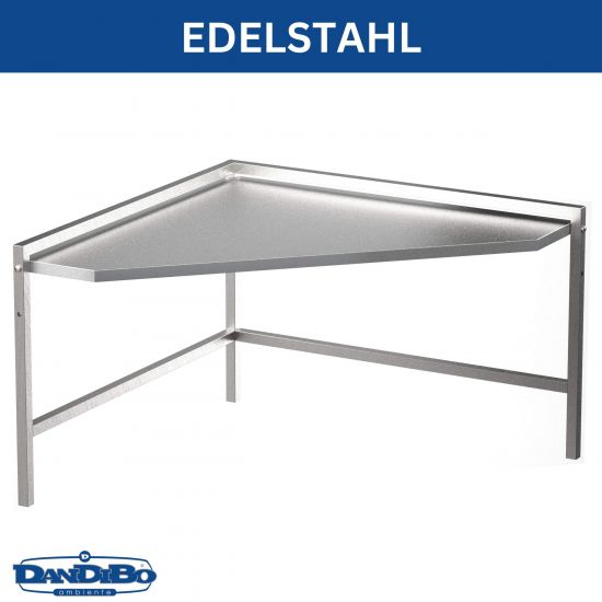Preview: DanDiBo Mikrowellenregal Eckregal Küche Stehend Arbeitsplatte 72x72 cm Edelstahl 2 Stufig 96690 Mikrowellen Regal Küchenregal Microwave Shelf