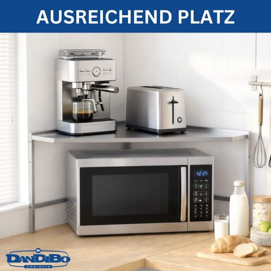 DanDiBo Mikrowellenregal Eckregal Küche Stehend Arbeitsplatte 72x72 cm Edelstahl 2 Stufig 96690 Mikrowellen Regal Küchenregal Microwave Shelf