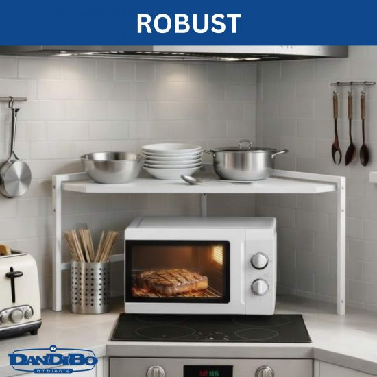 DanDiBo Mikrowellenregal Eckregal Küche Stehend Arbeitsplatte 72x72 cm Weiß 2 Stufig 96689 Mikrowellen Regal Küchenregal Microwave Shelf