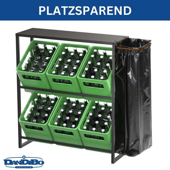 Preview: DanDiBo Pfandflaschen Sammelbehälter Behälter Flaschensammler Müllsackhalter Müllsackständer Pfandbox Pfandbehälter 96648 Leergut