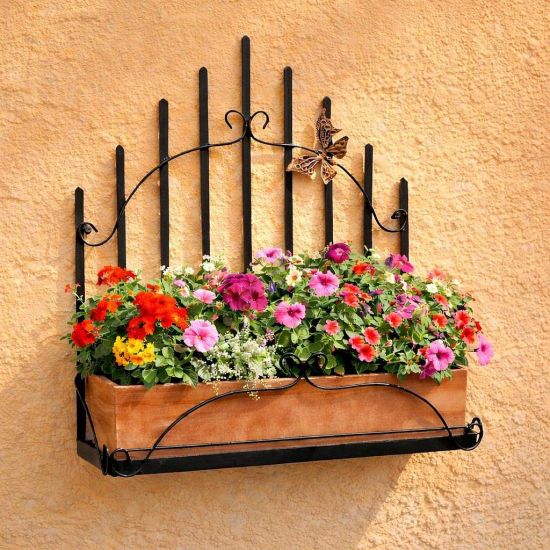 DanDiBo Plant Holder Wall Flower Holder Pot Holder Black Metal 50 cm Hanging Wall Basket 96237 Plant Shelf Flower Shelf Wall Shelf