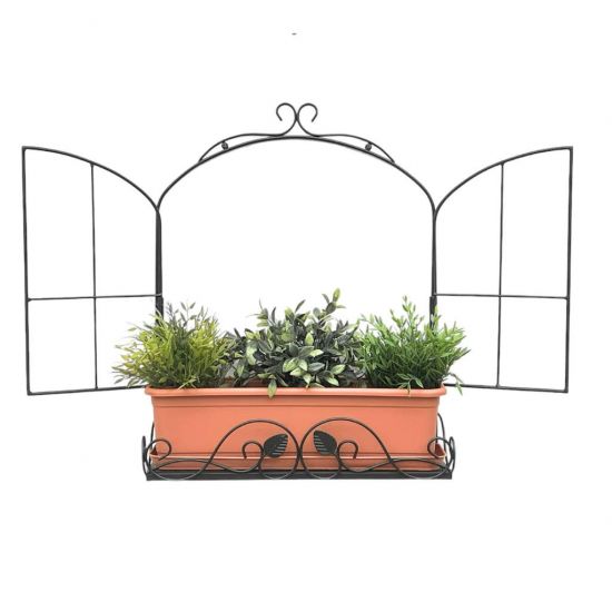 DanDiBo Plant Holder Wall Flower Holder Window Black Metal 50 cm Hanging Pot Holder Flower Stand Plant Shelf Wall Shelf