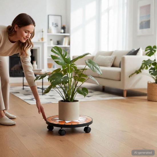 DanDiBo Pflanzenroller Outdoor Wetterfest Rund 30cm Mosaik Merano 12025 Blumenroller Blumenständer Planzenständer