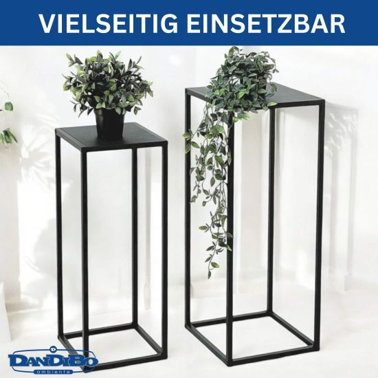 DanDiBo Pflanzenständer Metall Schwarz Eckig 2er Set 96574 Beistelltisch Blumenhocker Blumenständer Blumensäule Design Modern Pflanzenhocker