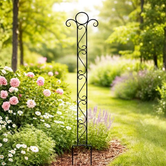 DanDiBo Plant Support Trellis Metal 135 cm Ground Spike Classic Garden Stake Climbing Support Plant Holder Trellis Column Garden Flower Stake