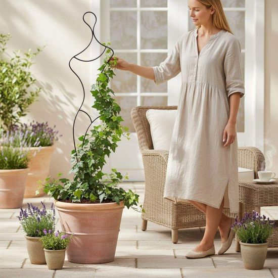 DanDiBo Plant Support Climbing Trellis Metal 140 cm Ground Stake Gracia Garden Stake Trellis Climbing Plants Flower Holder Garden Column Flower Stake