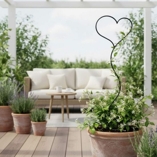 DanDiBo Plant Support Climbing Trellis Metal 150 cm Ground Spike Heart Garden Stake Trellis Climbing Plants Flower Holder Garden Heart Stake