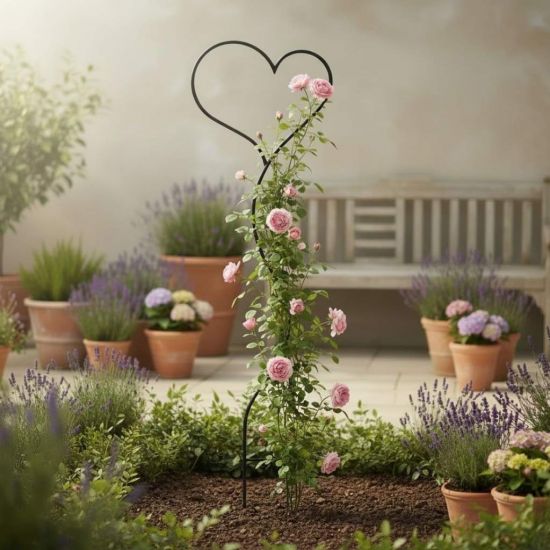DanDiBo Plant Support Climbing Trellis Metal 150 cm Ground Spike Heart Garden Stake Trellis Climbing Plants Flower Holder Garden Heart Stake
