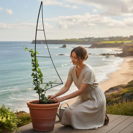 Plant Support Climbing Support Metal Black 150 cm Ground Spike Sail Garden Stake Trellis Climbing Plants Flower Holder Garden Flower Plants