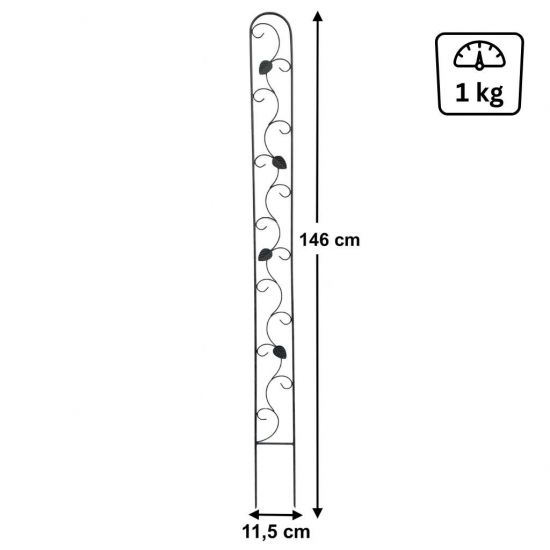 DanDiBo Plant Support Climbing Trellis Metal Black Slim 150 cm Ground Spike 96249 Garden Stake Trellis Climbing Plants Flower Holder Garden Column Plants