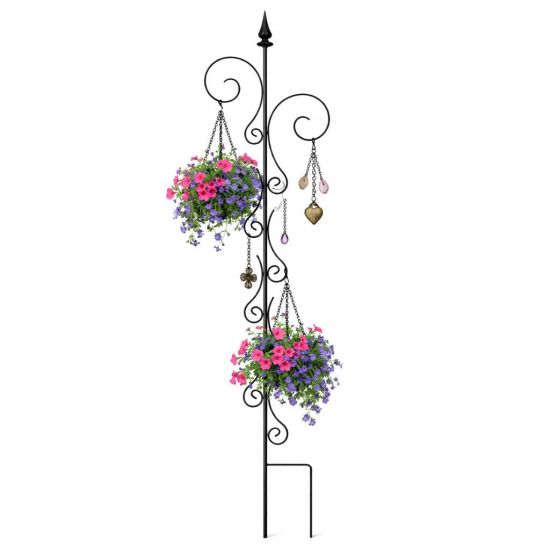 DanDiBo Rankhilfe Rankgitter Metall 145 cm Kletterhilfe Pflanzengitter Kletterpflanzen Erdspieß Bodenstecker 2 Halter Blumenhalter Ranksäule