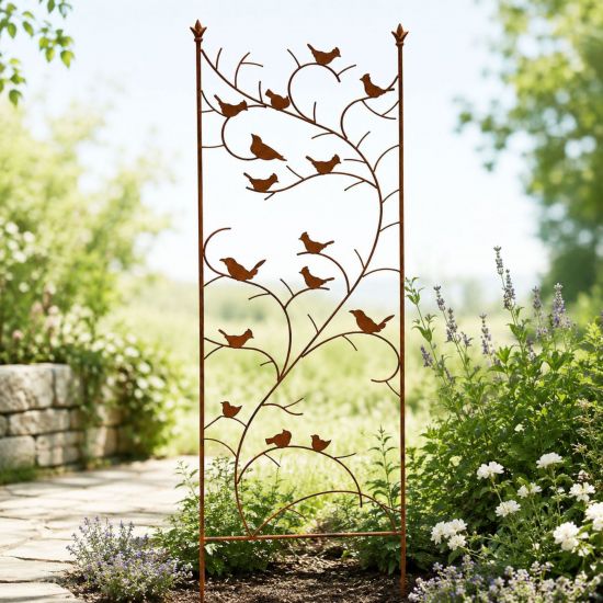 DanDiBo Metal Garden Trellis 150 cm Birds 120705 Climbing Plant Support Plant Trellis Ground Stake Flower Holder Climbing Column