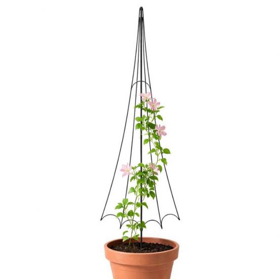 DanDiBo Plant Support Trellis Metal Black H-150 cm Garden Umbrella Design Climbing Plant Support Rose Trellis Ground Spike Plant Holder Climbing Column