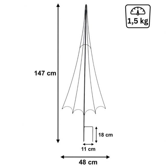 Preview: DanDiBo Rankhilfe Rankgitter Metall Schwarz H-150cm Regenschirm Garten Kletterpflanzen Rosen Bodenstecker Kletterhilfe Blumenhalter Ranksäule