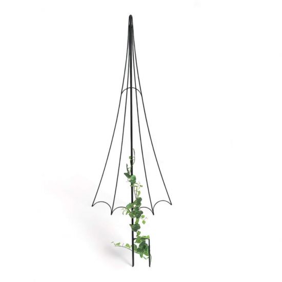 DanDiBo Plant Support Trellis Metal Black H-150 cm Garden Umbrella Design Climbing Plant Support Rose Trellis Ground Spike Plant Holder Climbing Column