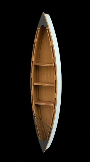 DanDiBo Regal Boot Wandregal 120 cm in Bootsform aus Holz Antik MR83 Maritim Bootsregal Badregal Badschrank Braun für die Wand