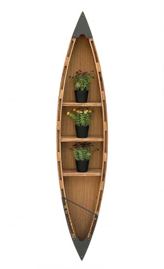 DanDiBo Regal Boot Wandregal 120 cm in Bootsform aus Holz Antik MR83 Maritim Bootsregal Badregal Badschrank Braun für die Wand