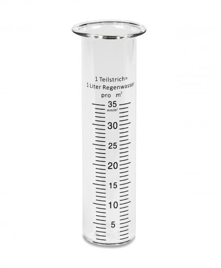 DanDiBo Regenmesser Glas 15 cm [bis 35 mm/m²] 556660 - Ersatzglas für Niederschlagsmesser Wetterfrosch, Eule, Hase, Schnecke, Schildkröte, Grashüpfer, Vogel