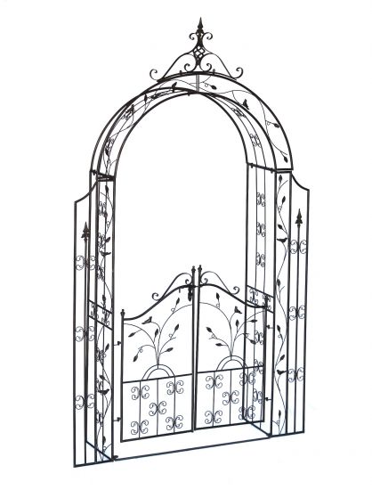 Rosenbogen mit Tür Metall 18604 Torbogen Gartentor Eisen Rankhilfe Rankgitter Rundbogen Tür
