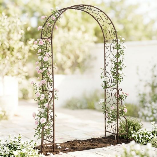 DanDiBo Metal Rose Arch, Stable, 160 cm Wide, Climbing Arch 96025, Garden Arch, Gateway Arch, Round Arch, Plant Arch, Solid, Weather-Resistant Garden Trellis