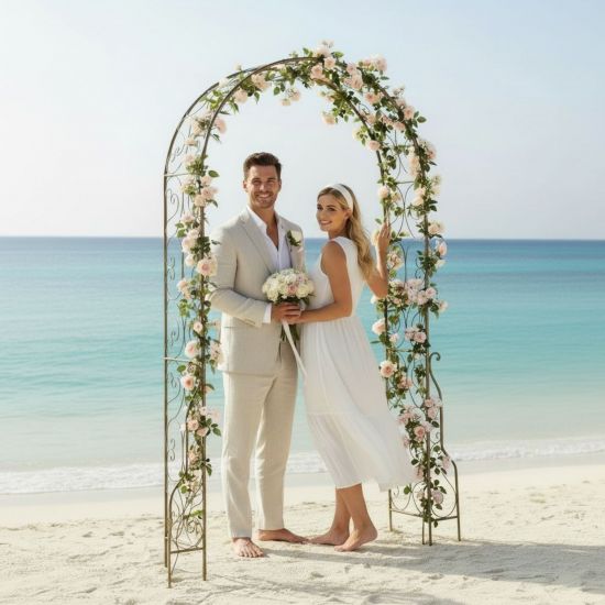 Preview: DanDiBo Metal Rose Arch, Stable, 160 cm Wide, Climbing Arch 96025, Garden Arch, Gateway Arch, Round Arch, Plant Arch, Solid, Weather-Resistant Garden Trellis