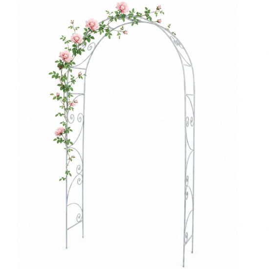 DanDiBo Rose Arch Metal Stable Galvanized 120 cm Wide Climbing Arch 96518 Garden Arch Gateway Round Arch Plant Arch Solid Hot-Dip Galvanized Garden Weatherproof Wrought Iron