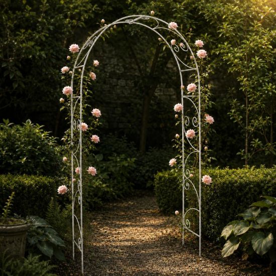 DanDiBo Rose Arch Metal Stable Galvanized 120 cm Wide Climbing Arch 96518 Garden Arch Gateway Round Arch Plant Arch Solid Hot-Dip Galvanized Garden Weatherproof Wrought Iron