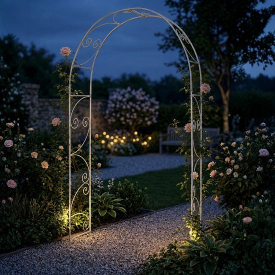 DanDiBo Rose Arch Metal Stable Galvanized 120 cm Wide Climbing Arch 96518 Garden Arch Gateway Round Arch Plant Arch Solid Hot-Dip Galvanized Garden Weatherproof Wrought Iron