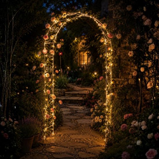 DanDiBo Rose Arch Metal Stable Galvanized 120 cm Wide Climbing Arch 96518 Garden Arch Gateway Round Arch Plant Arch Solid Hot-Dip Galvanized Garden Weatherproof Wrought Iron